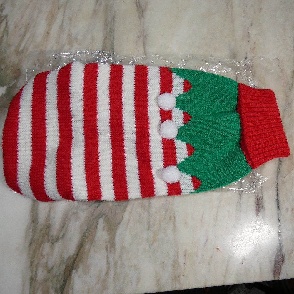 NWT Adorable Christmas Sweater Santa's Elf for Small Medium Dog See Measurement